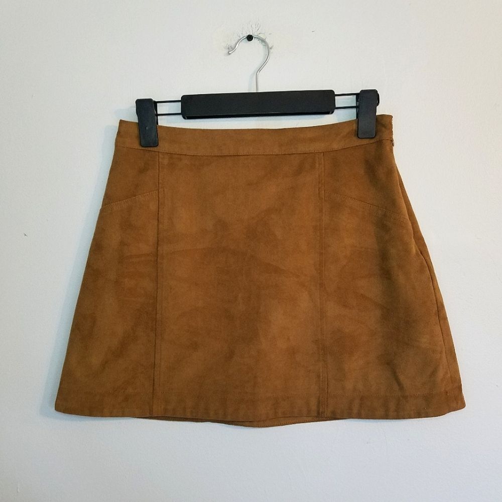 Abercrombie & Fitch Suede Mini Skirt in Camel Brown